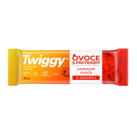 Proteinová tyčinka se zahradními plody v jogurtové polevě